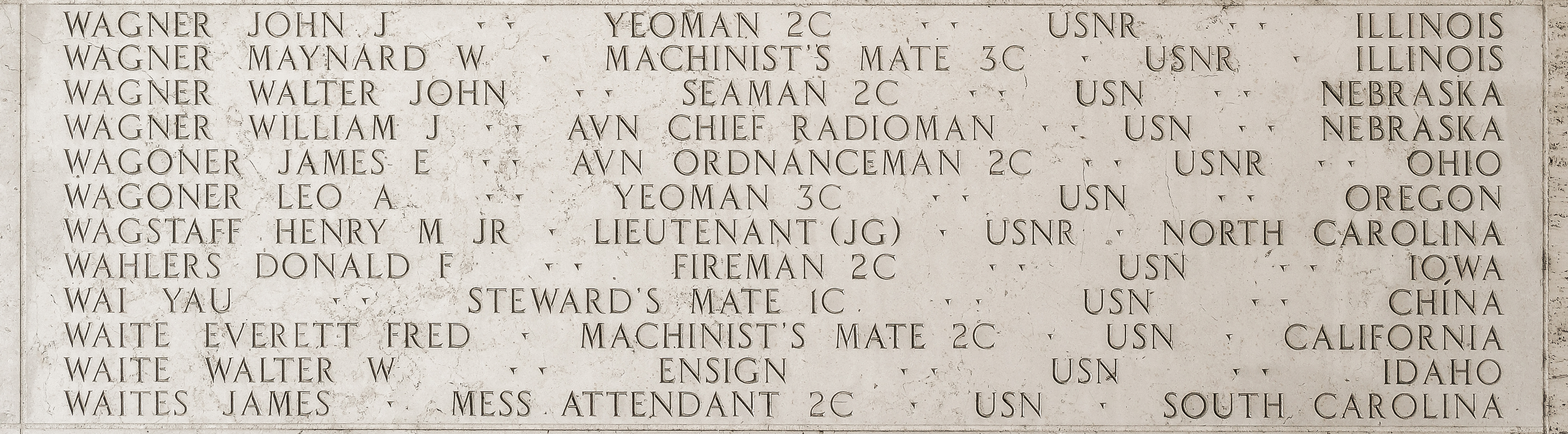 John J. Wagner, Yeoman Second Class